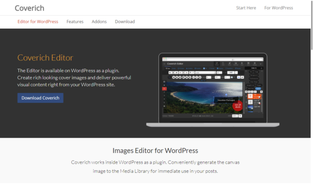 Coverich Editor:WordPressの管理画面でテキストや画像を編集してアイキャッチが作れるプラグイン Coverich Editor:WordPressの管理画面でテキストや画像を編集してアイキャッチが作れるプラグイン
